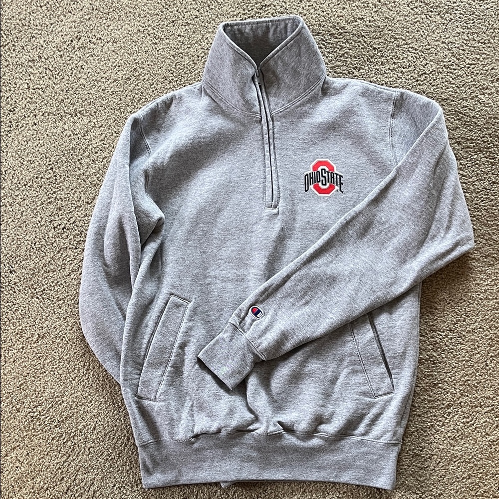 Champion Ohio State Gray Zip-Up Men's Sweater
